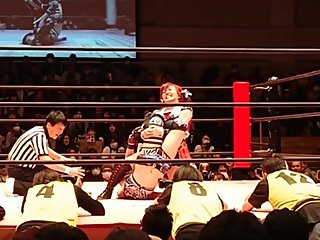 Japanese woman wrestling Tap out