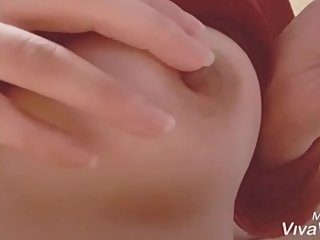 Nipple masturbation with lip balm